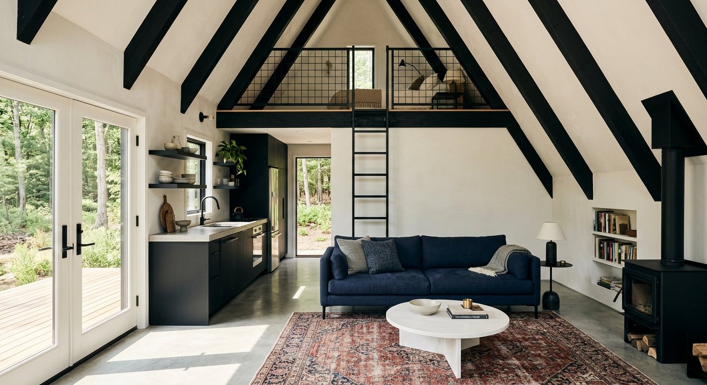A-Frame Cabin Loft Interior